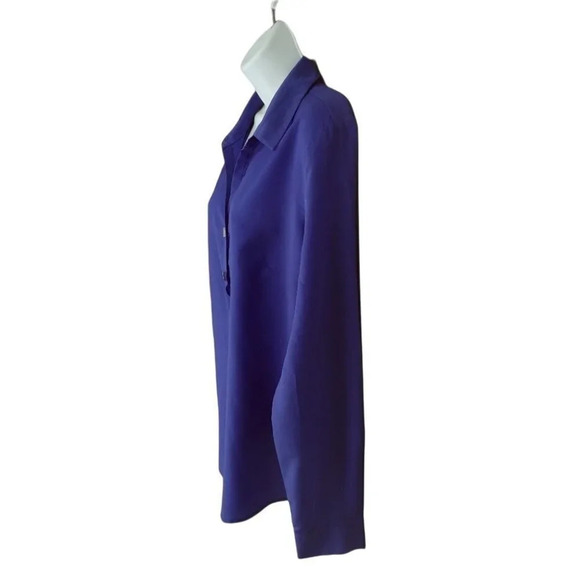 Milano Purple Blouse Rectangular Buttons Lightweight Vee Neck L - Picture 6 of 10